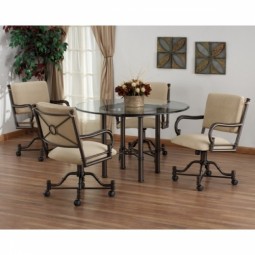 Tempo Like Bullseye Swivel Tilt Caster Burnet Dinette Set by Callee Furniture